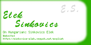 elek sinkovics business card